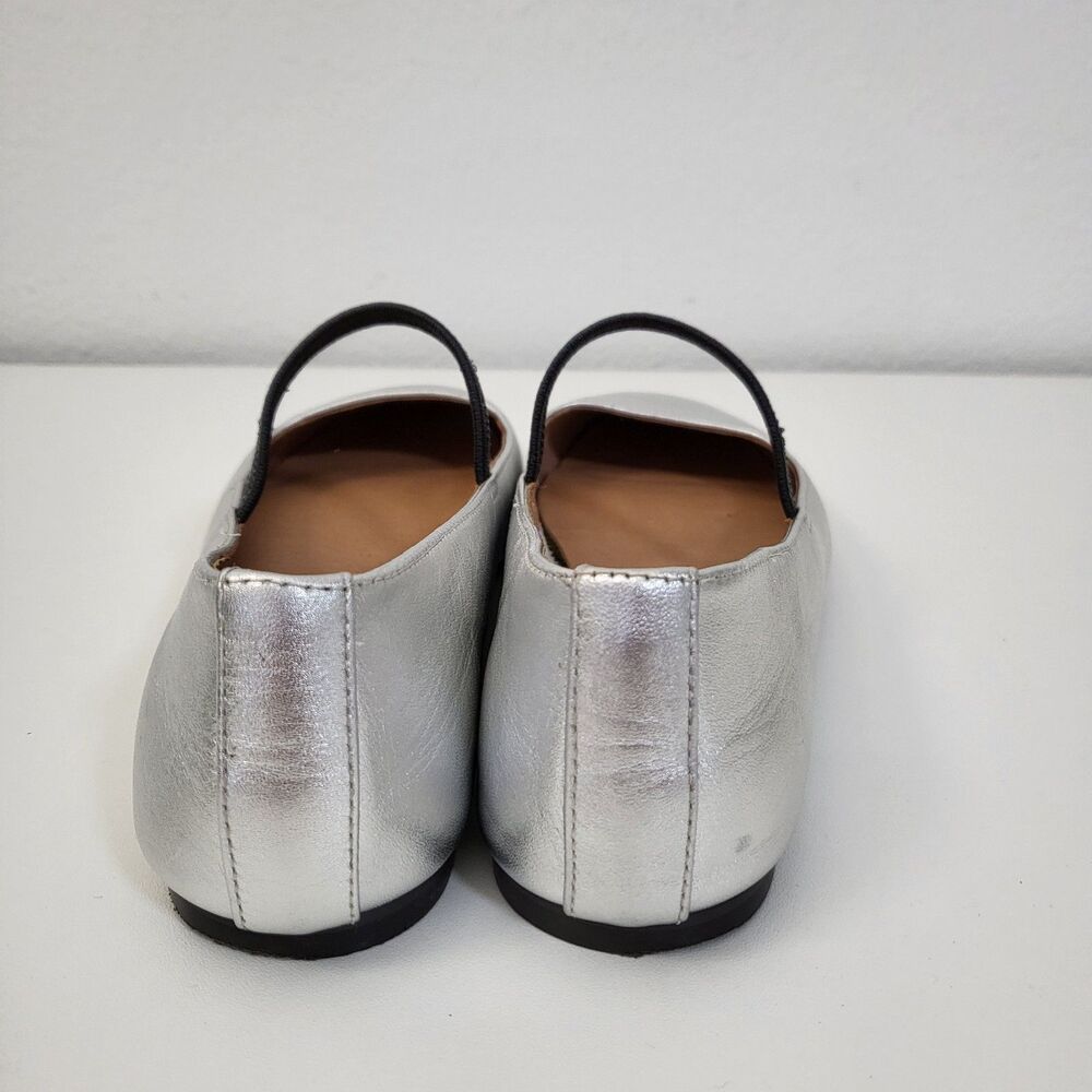 Madewell Silver Leather Ballet Flats with Black Strap - Picture 5 of 16